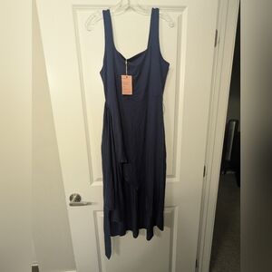 Quince Tencel Jersey Side Tie Midi Dress